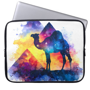 Cosmic Starry Night Egyptian Camel Landscape Laptop Sleeve