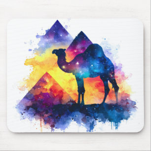 Cosmic Starry Night Egyptian Camel Landscape Mouse Pad