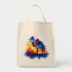 Cosmic Starry Night Egyptian Camel Landscape Tote Bag