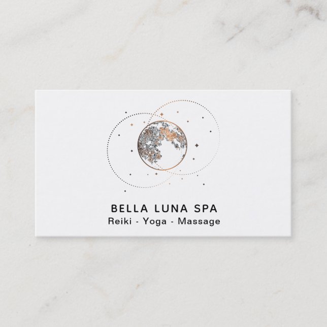 *~* Cosmic Stars Moon Rings Universe Lunar Shaman Business Card (Front)
