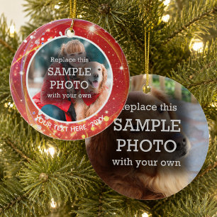 Cosmic Stars, Two Photo, Two Sided Ceramic Tree Decoration