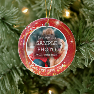 Cosmic Stars, Two Photo, Two Sided Ceramic Tree Decoration