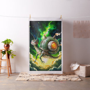 Cosmic Steampunk Snailbird – Neon Dream Creature. Fabric