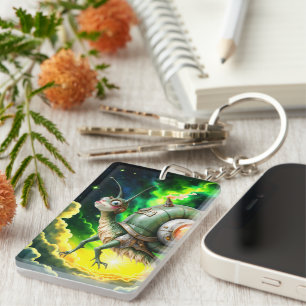 Cosmic Steampunk Snailbird – Neon Dream Creature.  Key Ring