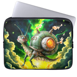 Cosmic Steampunk Snailbird – Neon Dream Creature. Laptop Sleeve