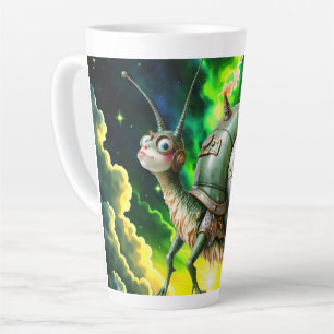 Cosmic Steampunk Snailbird – Neon Dream Creature. Latte Mug
