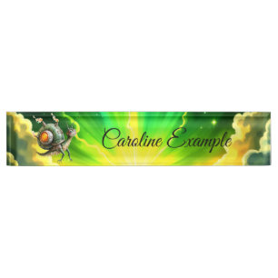 Cosmic Steampunk Snailbird – Neon Dream Creature. Nameplate