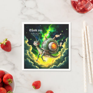 Cosmic Steampunk Snailbird – Neon Dream Creature. Napkin