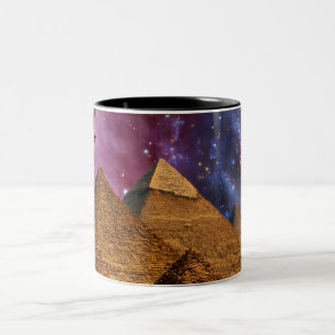 cosmic storm above egypt Two-Tone coffee mug