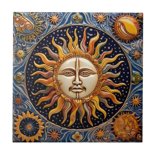 Cosmic Sun Ceramic Tile (Front)