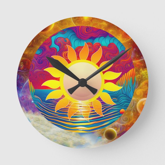 Cosmic Sun Round Clock (Front)