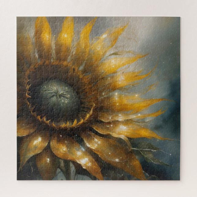 Cosmic Sunflower - AI Fantasy Digital Art Print Jigsaw Puzzle (Vertical)