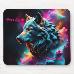 Cosmic Surreal Fantasy Wolf Custom Abstract Art Mouse Pad