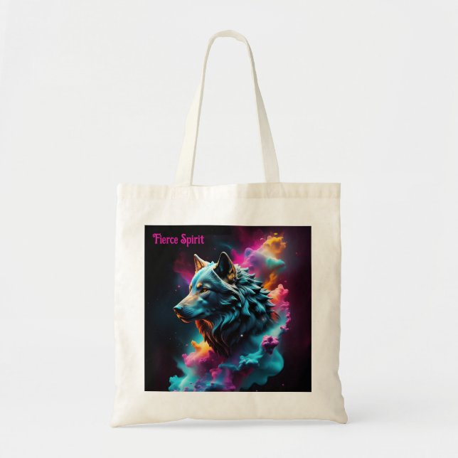 Cosmic Surreal Fantasy Wolf Custom Abstract Art  Tote Bag (Front)