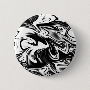 "Cosmic Swirl: The Black and White Marble Elegance 6 Cm Round Badge