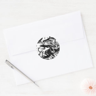 "Cosmic Swirl: The Black and White Marble Elegance Classic Round Sticker