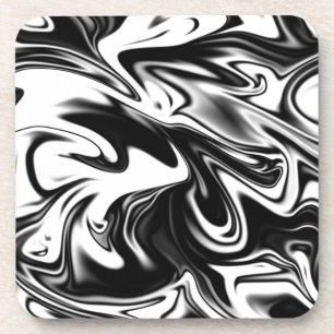 "Cosmic Swirl: The Black and White Marble Elegance Coaster