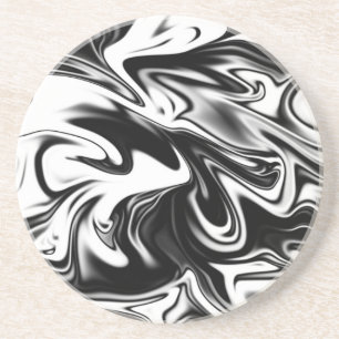"Cosmic Swirl: The Black and White Marble Elegance Coaster