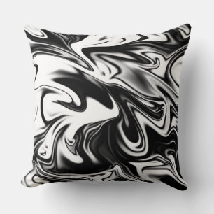 "Cosmic Swirl: The Black and White Marble Elegance Cushion