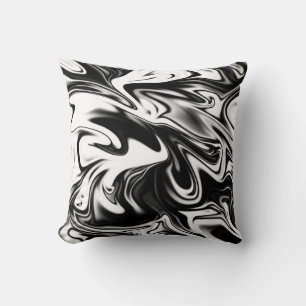 "Cosmic Swirl: The Black and White Marble Elegance Cushion