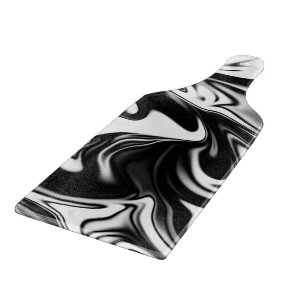 "Cosmic Swirl: The Black and White Marble Elegance Cutting Board