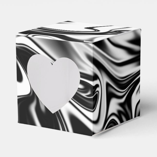 "Cosmic Swirl: The Black and White Marble Elegance Favour Box (Front Side)