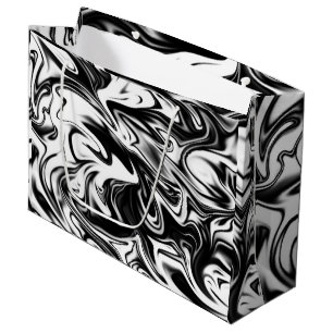"Cosmic Swirl: The Black and White Marble Elegance Large Gift Bag