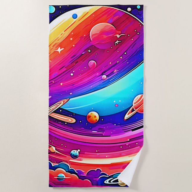 Cosmic Symphony Artwork Beach Towel (Front)