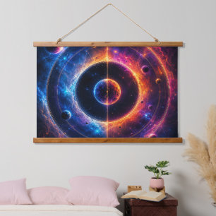 Cosmic Symphony Celestial Orbits and Nebulae Dance Hanging Tapestry