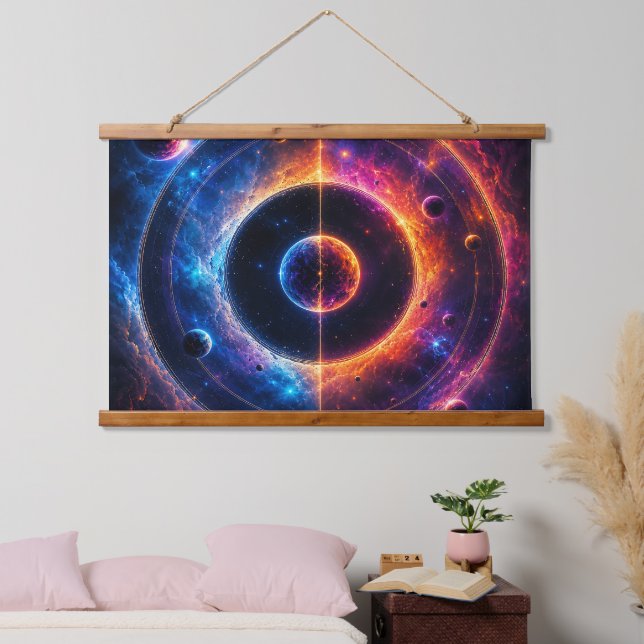 Cosmic Symphony Celestial Orbits and Nebulae Dance Hanging Tapestry (Bedroom)