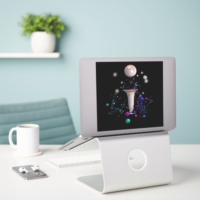 Cosmic Symphony Vinyl Sticker (Laptop On Desk)