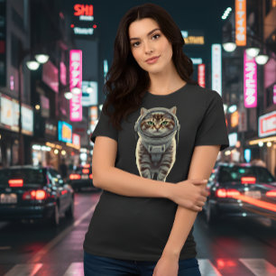 Cosmic Tabby Cat: Retro Space Explorer Tee