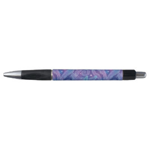 Cosmic Teal-Purple Feather Swirl Pattern