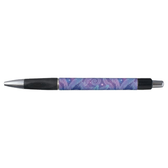 Cosmic Teal-Purple Feather Swirl Pattern (Front)
