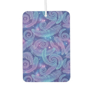 Cosmic Teal-Purple Feather Swirl Pattern Car Air Freshener