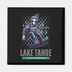 Cosmic Thrills - Alien Snowboarding In Lake Tahoe Magnet