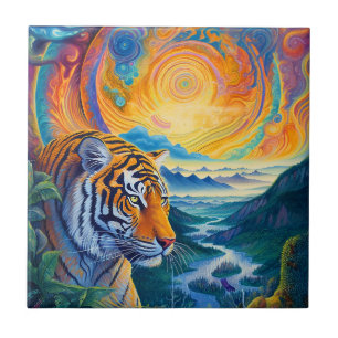 Cosmic Tiger Ceramic Tile