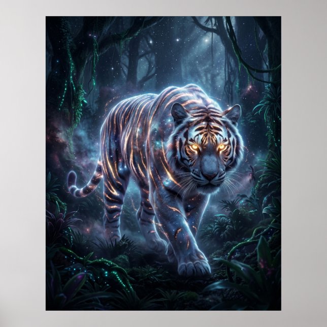 Cosmic Tiger Nebula Jungle Poster (Front)