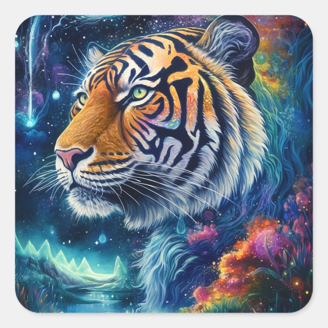 Cosmic Tiger Square Sticker (Front)