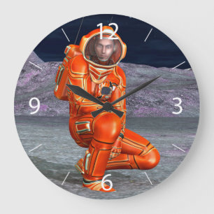 Cosmic Traveller Surreal Planet Landscape Art Large Clock