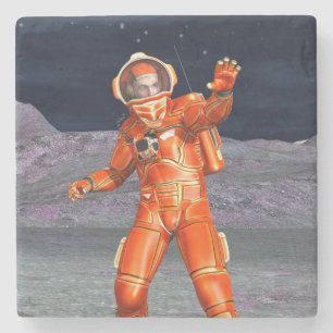 Cosmic Traveller Surreal Planet Landscape Art Stone Coaster