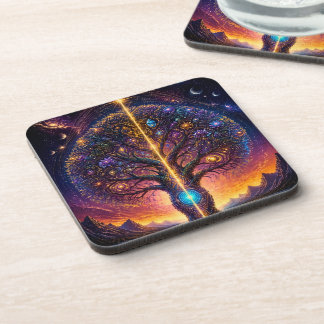 Cosmic Tree of Life Celestial Art Coaster