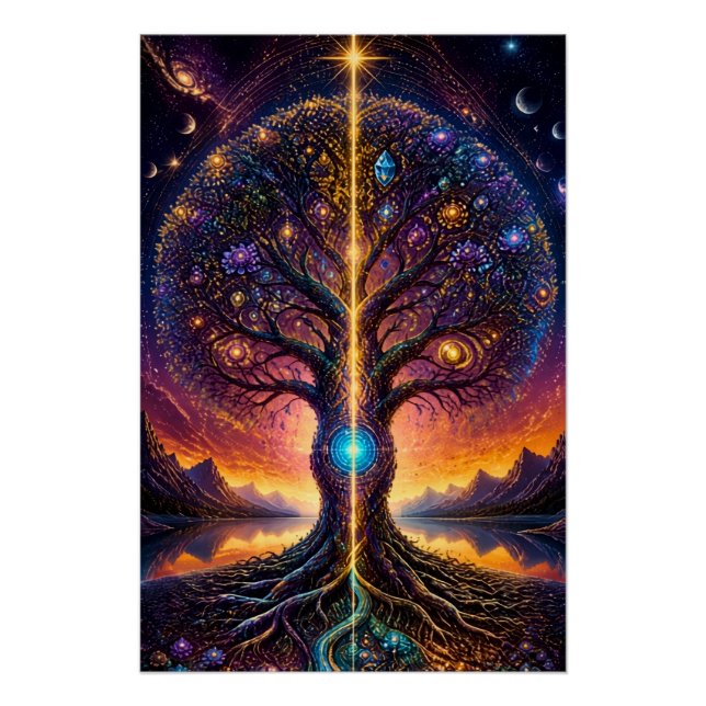 Cosmic Tree of Life Celestial Art Poster (Front)