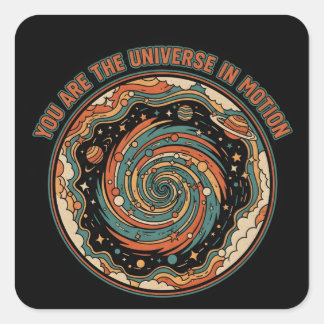 Cosmic Universe In Motion - Retro tee Square Sticker