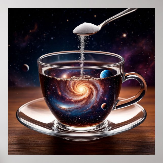 Cosmic Universe Inside a Coffee Cup Poster (Front)