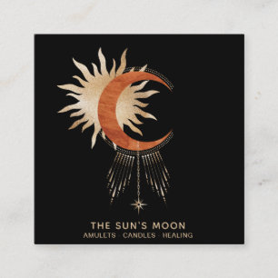 *~* Cosmic Universe  Moon Beams Sun  Rays Stars Square Business Card