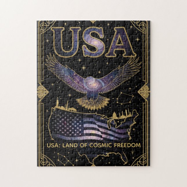 Cosmic USA Eagle Celestial Map Art Jigsaw Puzzle (Vertical)
