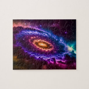 Cosmic Vibrant Purple and Pink Galaxy in Universe Jigsaw Puzzle