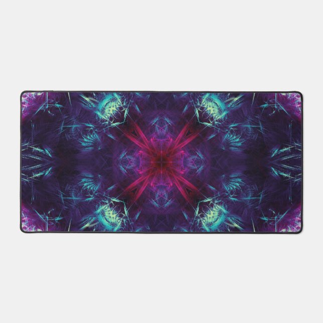 Cosmic Violet Energy Fractal Art Desk Mat (Front)