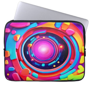 Cosmic Vortex: A Neon Odyssey Laptop Sleeve